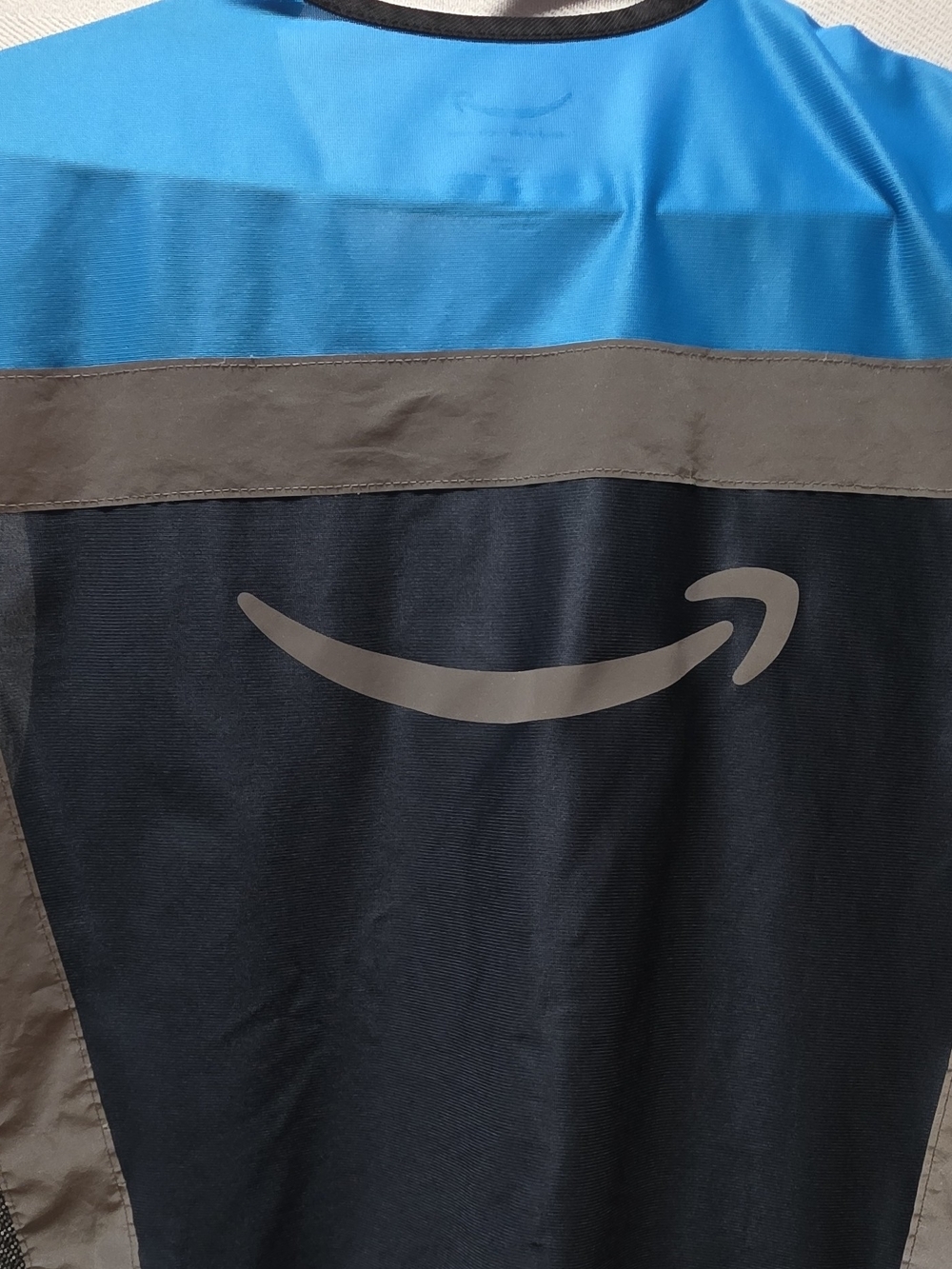 Amazon Men's Colorblock Jacket in Blue, Black and Gray with Reflective Logo